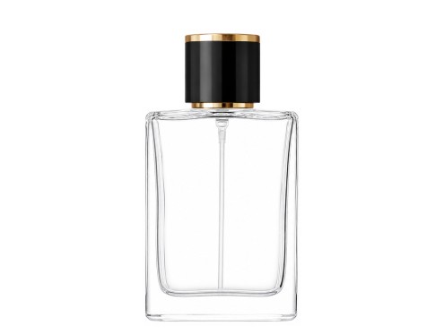 50ml alabaster perfume bottle with round black gold cap