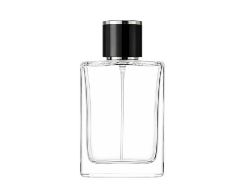 50ml alabaster perfume bottle with round black silver cap