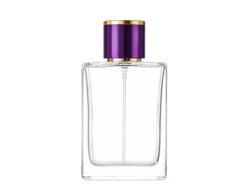 50ml alabaster perfume bottle with round purple gold cap