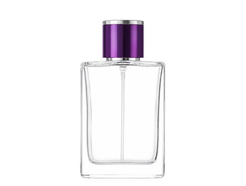 50ml alabaster perfume bottle with round purple silver cap