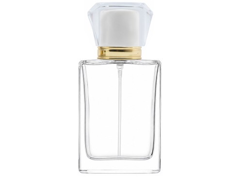 50ml alabaster clear perfume bottle with white gold acrylic cap