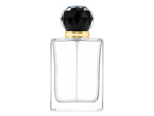 50ml alabaster perfume bottle with square black gold round cap