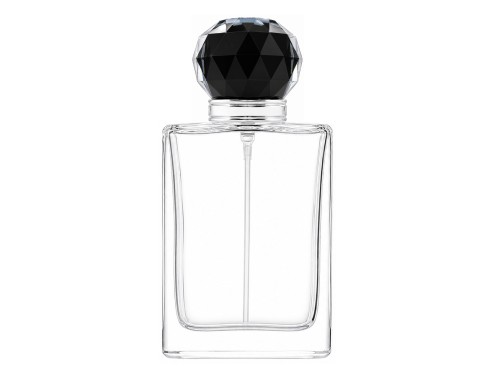 50ml alabaster perfume bottle with black silver round cap