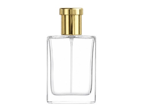 50ml alabaster perfume bottle with ridged gold cap
