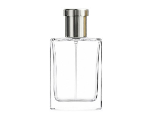 50ml alabaster perfume bottle with ridged silver cap
