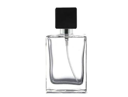 50ml alabaster perfume bottle with square silver black cap