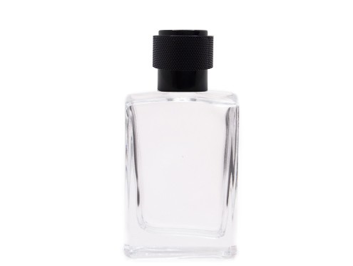 50ml alabaster slim clear perfume bottle with black oil can cap