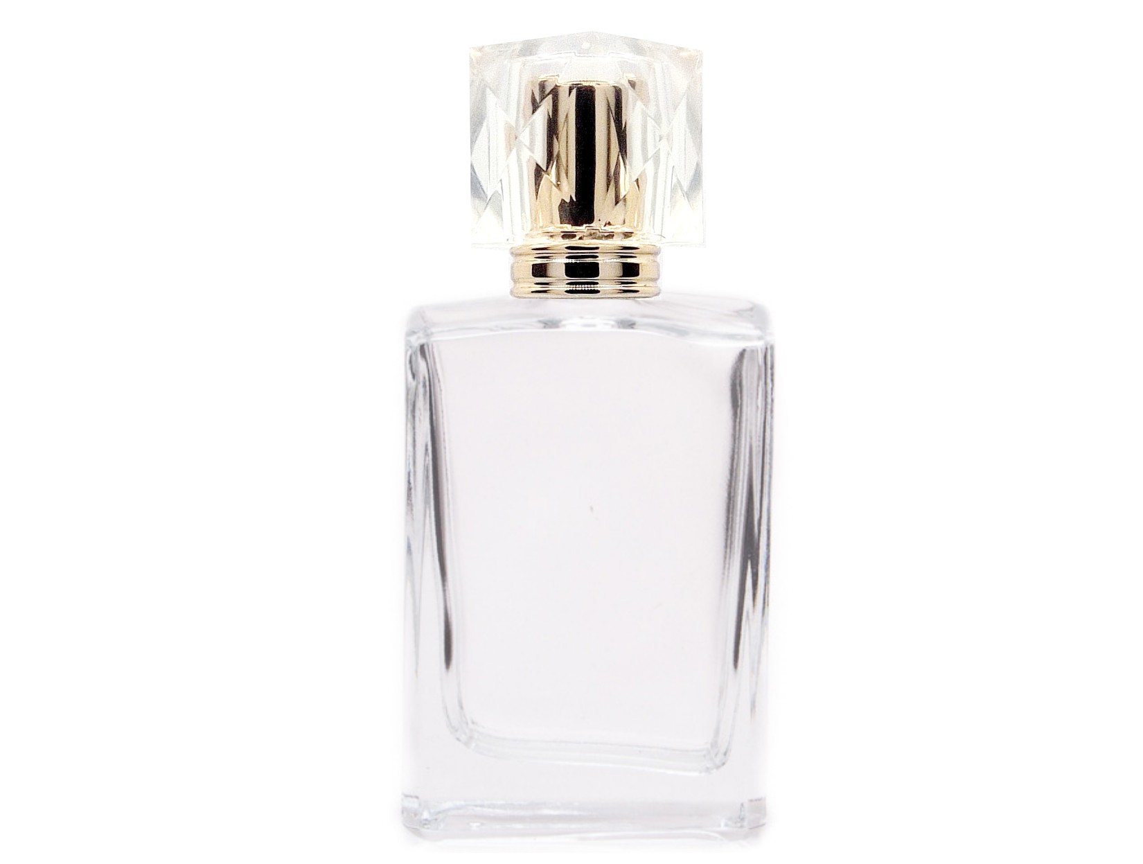 50ml alabaster slim clear perfume bottle with gold diamond cap