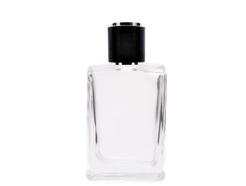 50ml alabaster slim clear perfume bottle with round black cap