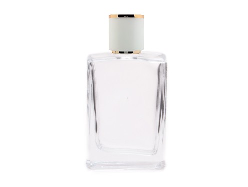 50ml alabaster slim clear perfume bottle with round white gold cap