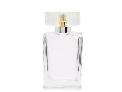50ml alabaster slim perfume bottle gold pump clear silver cap