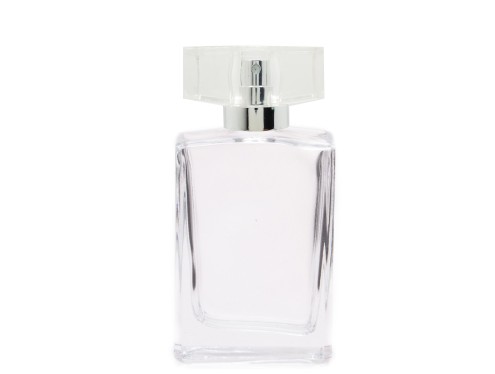 50ml alabaster slim perfume bottle silver pump clear silver cap