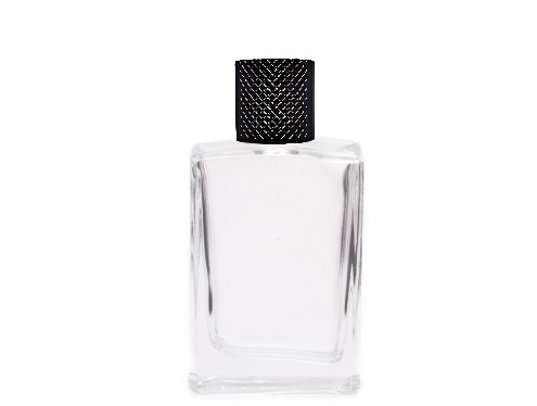 50ml alabaster slim perfume bottle with black textured cap