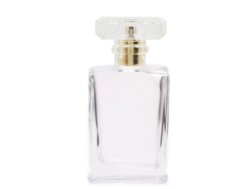 50ml alabaster slim perfume bottle with gold pump clear cap
