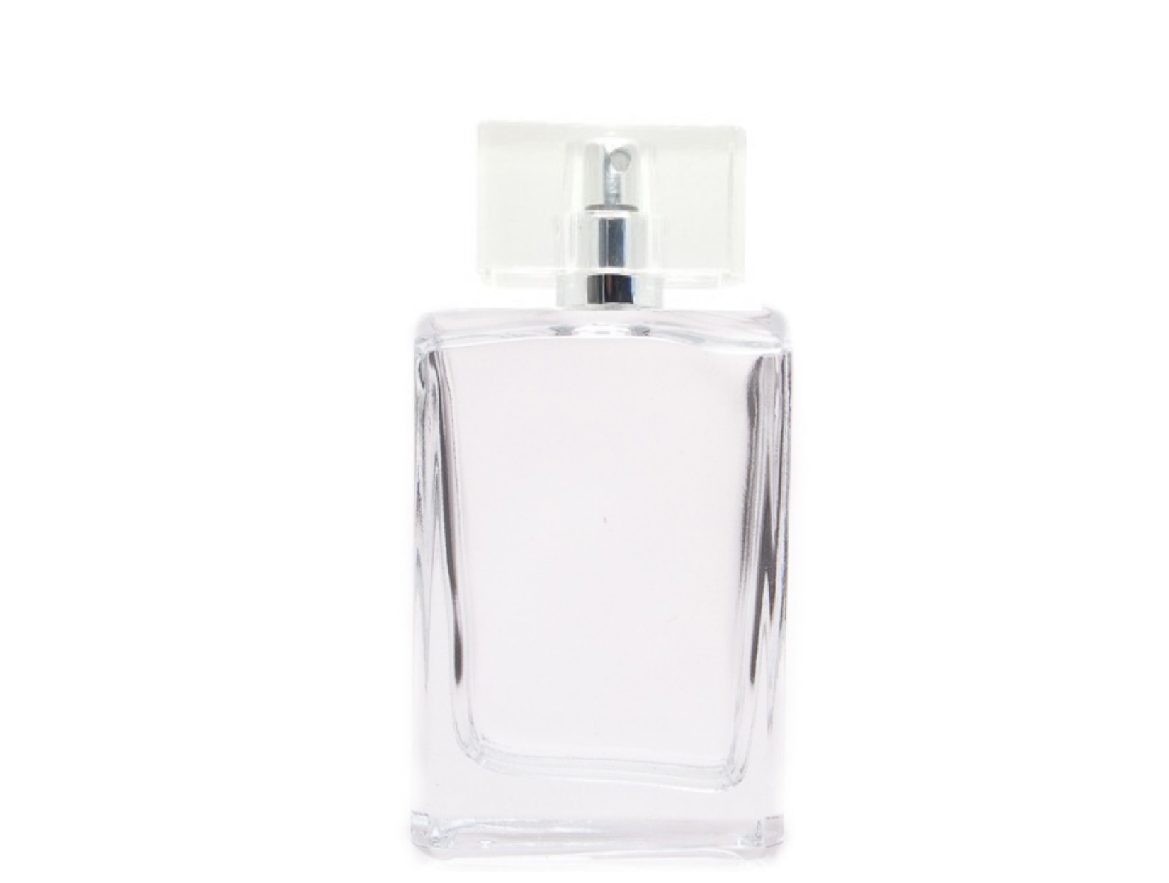 50ml alabaster slim perfume bottle with silver pump clear silver cap