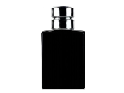 50ml ebony black perfume bottle with silver ridged stacked cap