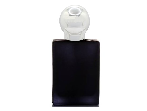 50ml ebony black perfume bottle with silver sphere cap