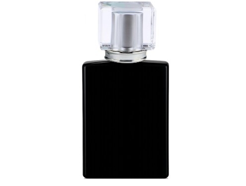 50ml ebony black perfume bottle with square silver acrylic cap