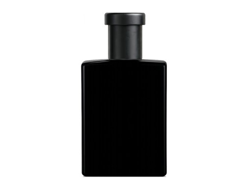 50ml ebony black perfume bottle with tall ridged black cap