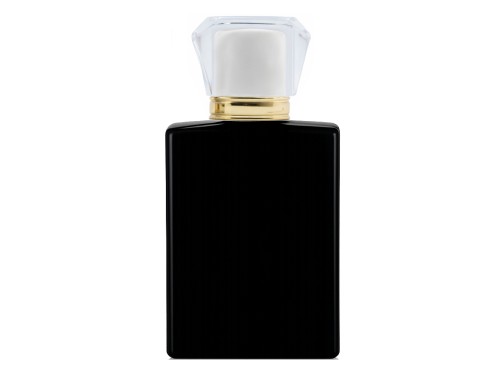 50ml ebony black perfume bottle with white gold acrylic cap