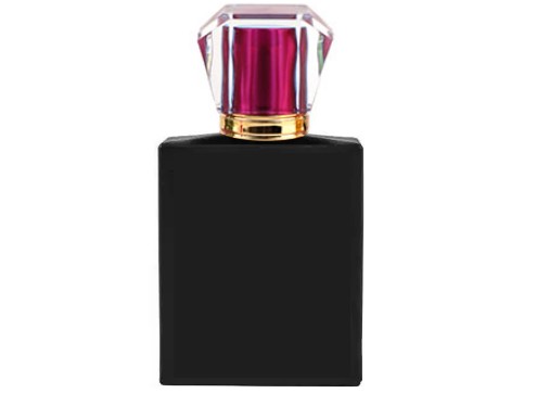 50ml ebony black perfume bottle with dark pink gold cap