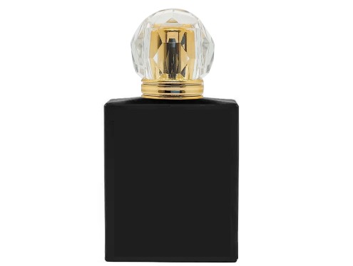 50ml ebony black perfume bottle with round black gold round diamond cap