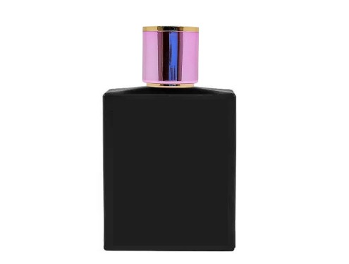 50ml ebony slim black perfume bottle with round pink gold cap