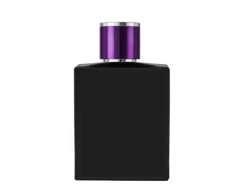 50ml ebony slim black perfume bottle with round purple silver cap