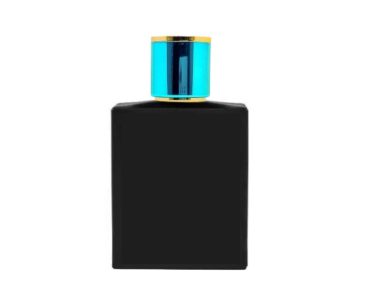 50ml ebony slim black perfume bottle with round teal gold cap