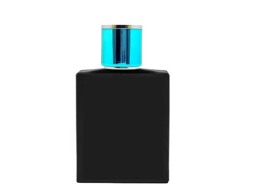 50ml ebony slim black perfume bottle with round teal silver cap