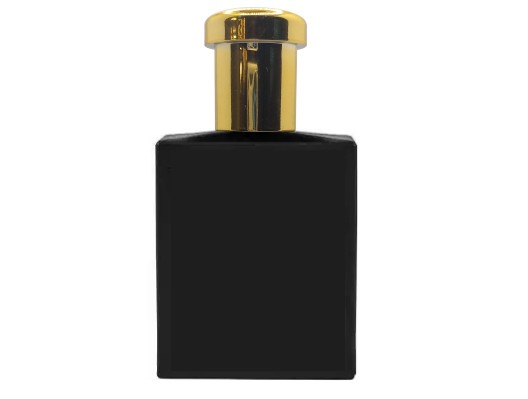 50ml ebony slim black perfume bottle with tall ridged gold cap