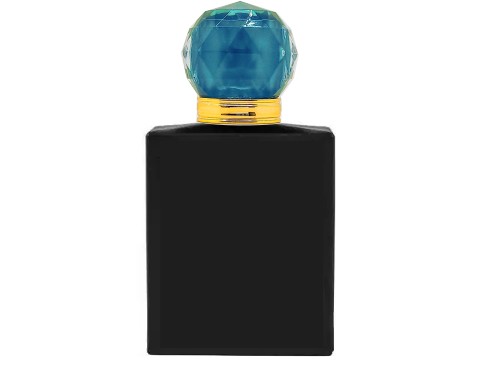 50ml ebony black perfume bottle with teal gold cap