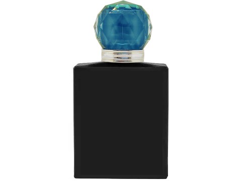 50ml ebony black perfume bottle with teal silver cap