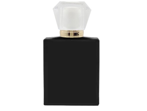 50ml ebony black perfume bottle with white gold cap