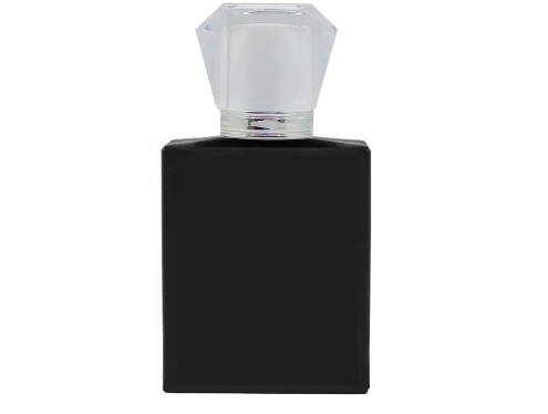 50ml ebony black perfume bottle with white silver cap