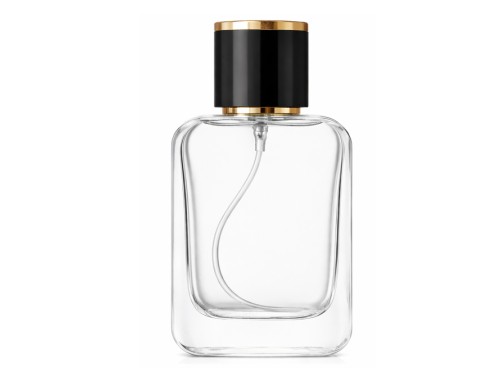50ml ingot clear perfume bottle with black gold cap