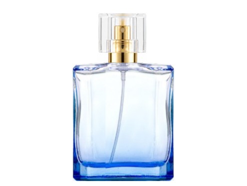 50ml liberty blue perfume bottle with gold pump clear cap cap