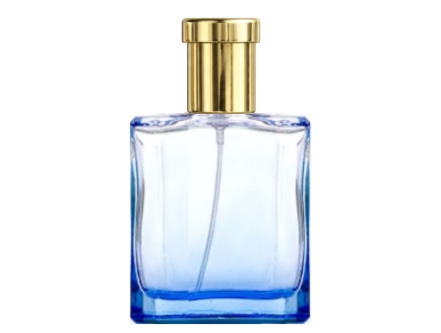 50ml liberty blue perfume bottle with gold ridged cap