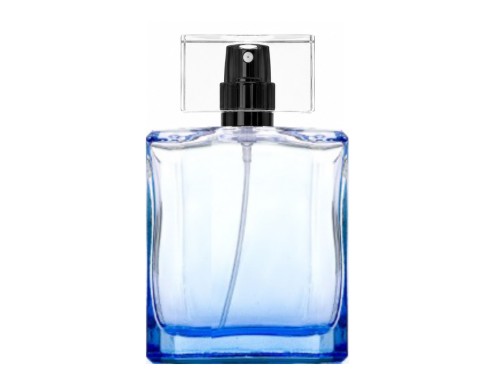 50ml liberty blue perfume bottle with black pump clear square cap