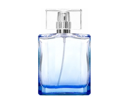 50ml liberty blue perfume bottle with silver pump clear square cap