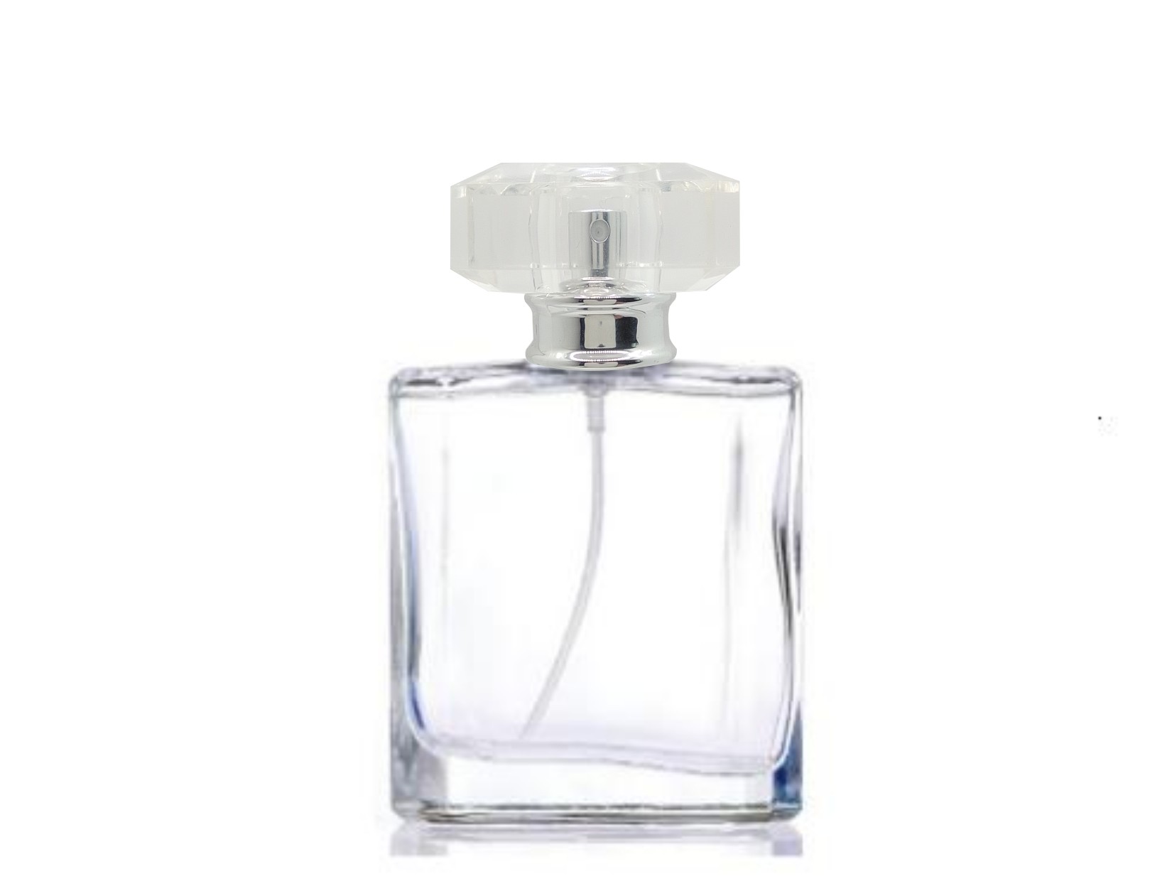 50ml liberty clear perfume bottle clear silver cap