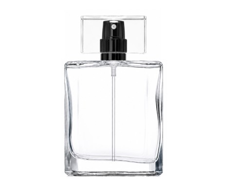 50ml liberty clear perfume bottle with black pump clear square cap