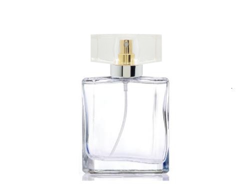 50ml liberty clear perfume bottle with gold pump clear silver cap