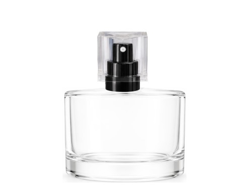 50ml rotunda clear perfume bottle black pump clear cap