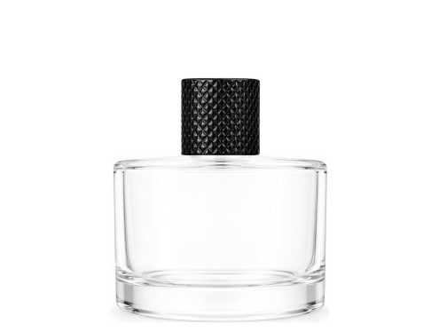 50ml rotunda clear perfume bottle with black textured cap