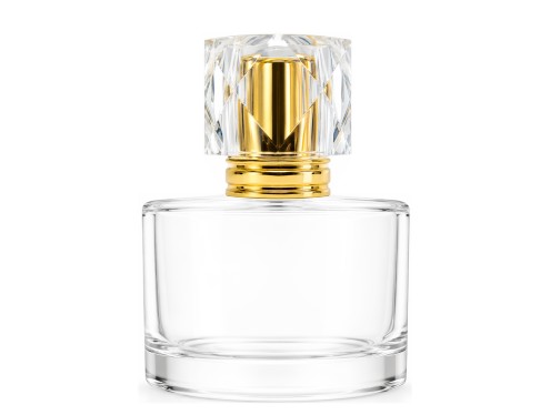 50ml rotunda clear perfume bottle with gold on gold 
cap