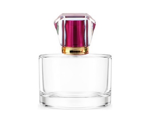 50ml rotunda clear perfume bottle with dark pink acrylic cap