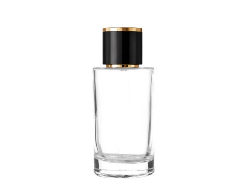 50ml tower slim clear perfume bottle black gold cap