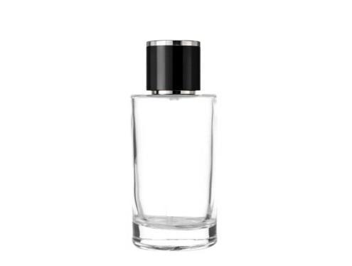 50ml tower slim clear perfume bottle black silver cap