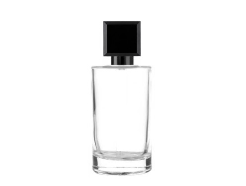50ml tower slim clear perfume bottle black square silver cap